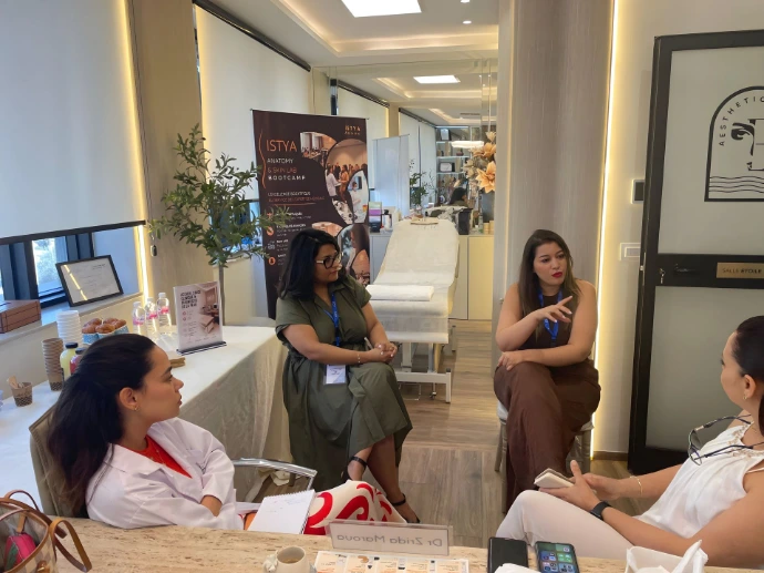 Aesthetic medicine professionals participating in anatomy-based injection training