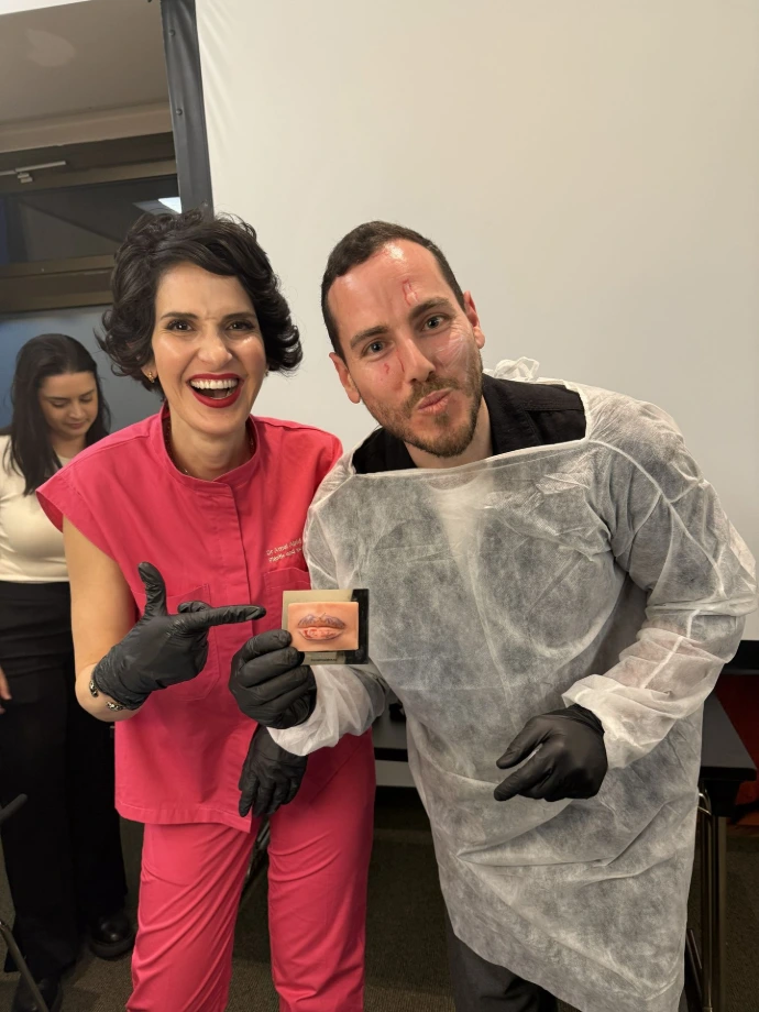Aesthetic medicine professionals participating in anatomy-based injection training