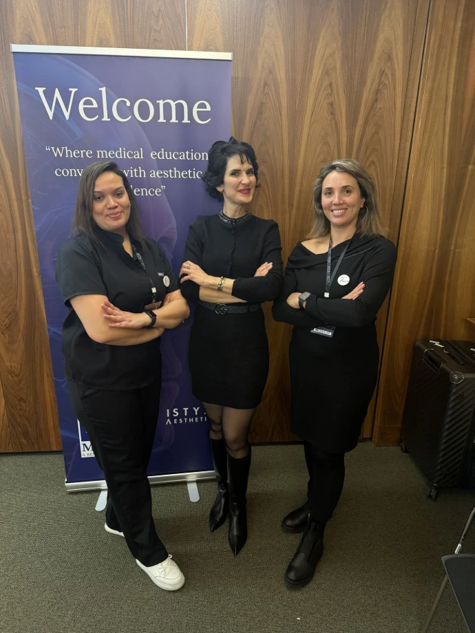 Aesthetic medicine professionals participating in anatomy-based injection training